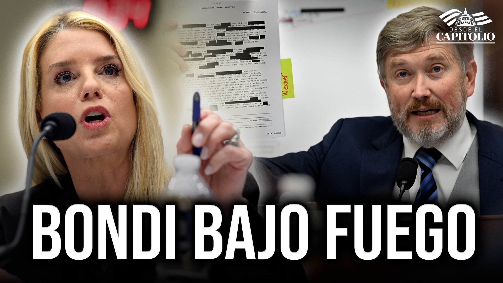 Imagen de Tensión Máxima: Pam Bondi enfrenta a demócratas por el caso Epstein