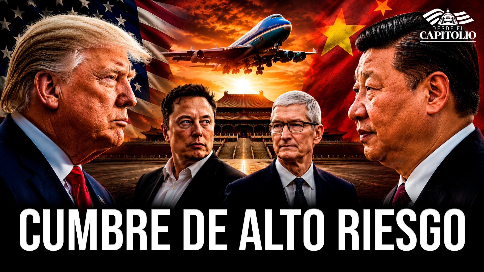 Imagen de Trump llega a China con Elon Musk y otros gigantes empresariales