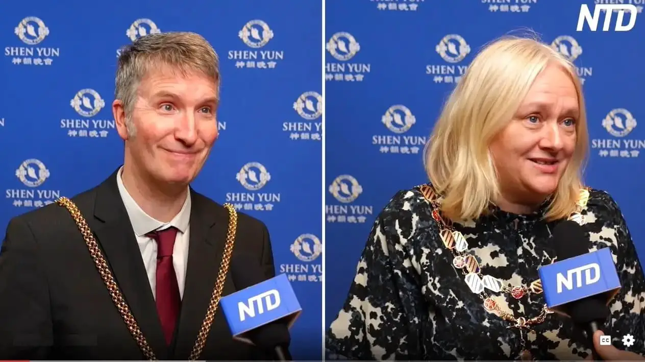 El alcalde de Northampton y su esposa quedaron «asombrados» de Shen Yun Performing Arts en el Royal & Derngate el 17 de febrero. (NTD)