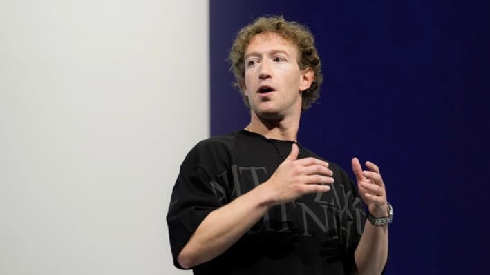 Mark Zuckerberg habla sobre las gafas AR de Orion durante la conferencia Meta Connect en Menlo Park, California, el 25 de septiembre de 2024. (Godofredo Vásquez/AP Photo)