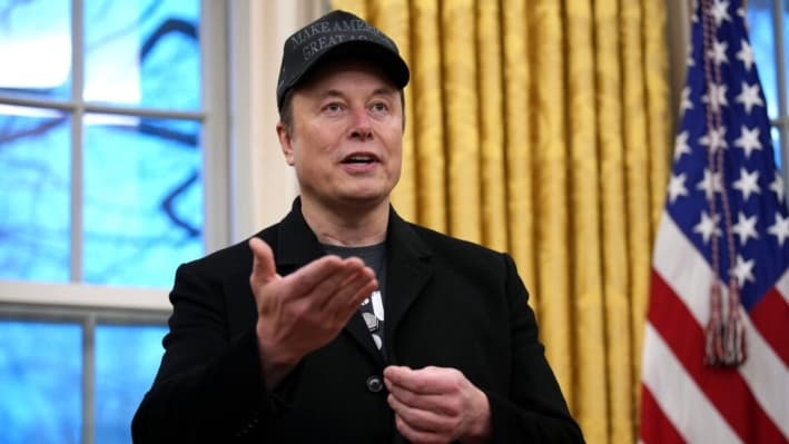 Elon Musk en la Oficina Oval de la Casa Blanca, en Washington, el 11 de febrero de 2025. (Andrew Harnik/Getty Images)