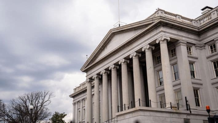 El Departamento del Tesoro de Estados Unidos en Washington el 27 de febrero de 2025. (Madalina Vasiliu/The Epoch Times)
