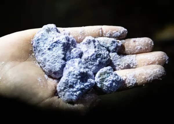 Lepidolita rica en litio cerca de Pala, California, el 27 de diciembre de 2024. (John Fredricks/The Epoch Times)