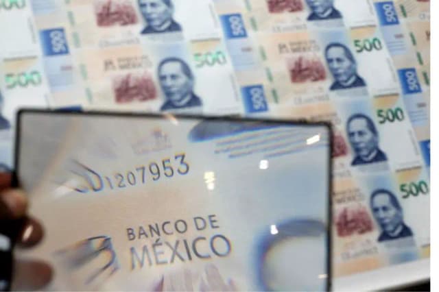 Un empleado verifica la calidad de billetes de 500 pesos mexicanos en la imprenta del Banco de México, en El Salto, Jalisco, México, el 24 de enero de 2019. (ULISES RUIZ/AFP vía Getty Images)