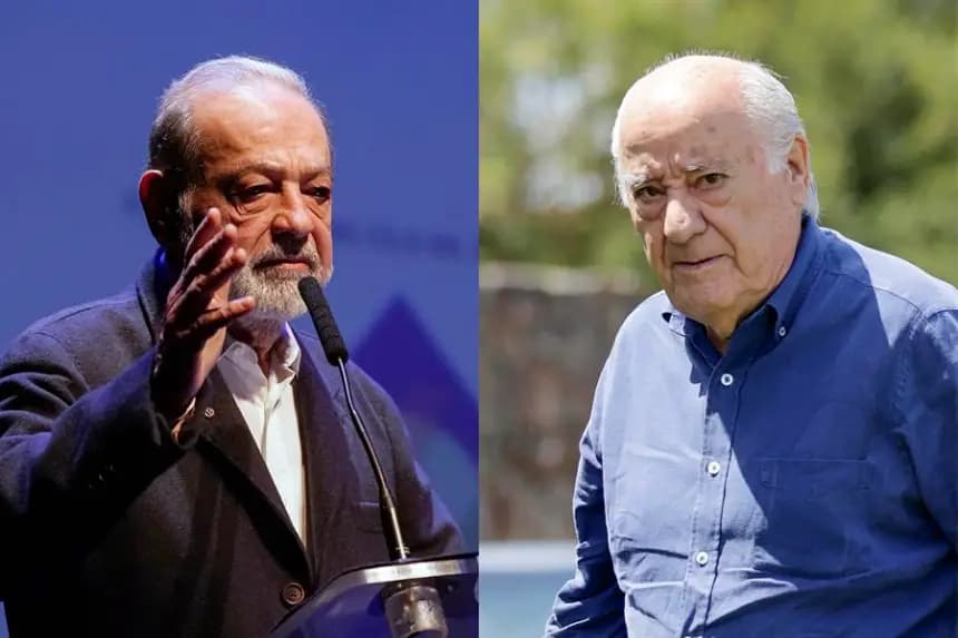 Combo de fotografías que muestra al empresario mexicano Carlos Slim (i) y al fundador de Inditex, Amancio Ortega. EFE/ Archivo