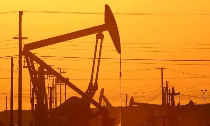Los gatos de bombeo utilizados para la extracción de gas y petróleo se ven sobre la formación de esquisto de Monterey en Lost Hills, California, el 24 de marzo de 2014. (David McNew/Getty Images)
