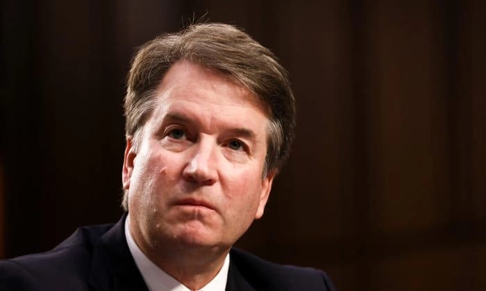 El Juez de la Corte Suprema Brett Kavanaugh en su audiencia de confirmación para servir como juez asociado en la Corte Suprema, en el Capitolio en Washington el 4 de septiembre de 2018. (Samira Bouaou/The Epoch Times).