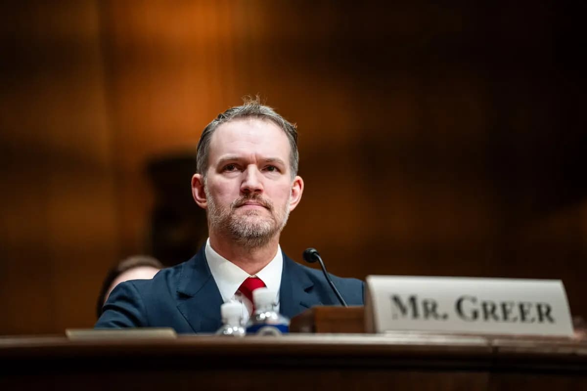 Jamieson Greer, candidato a representante de Comercio de EE. UU., testifica ante el Comité de Finanzas del Senado en el Capitolio de Washington el 6 de febrero de 2025. (Madalina Vasiliu/The Epoch Times)