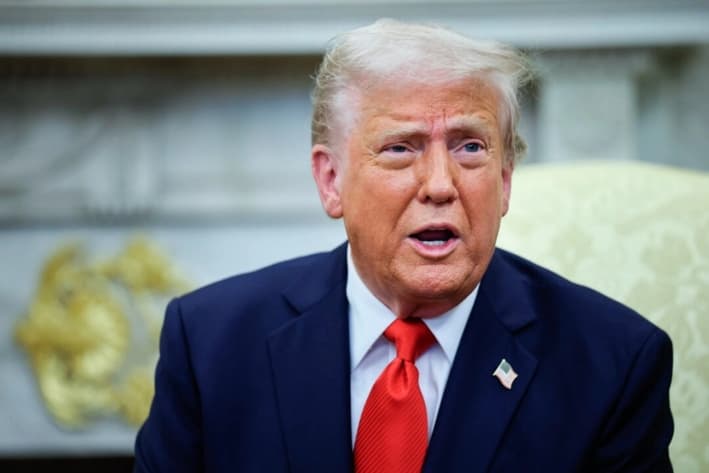 El presidente Donald Trump en la Casa Blanca, el 14 de abril de 2025. (Win McNamee/Getty Images)