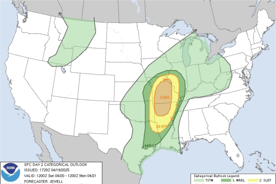 Pronostican tornados, granizo y tormentas eléctricas para zonas de EE. UU. en Domingo de Pascua