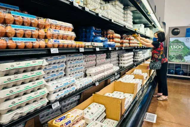 Una mujer compra huevos en un Walmart en Rosemead, California, el 11 de abril de 2025. (Frederic J. Brown/AFP a través de Getty Images)
