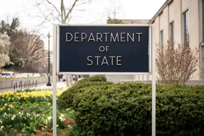 El Departamento de Estado de EE. UU. en Washington, el 28 de marzo de 2025. (Madalina Vasiliu/The Epoch Times)