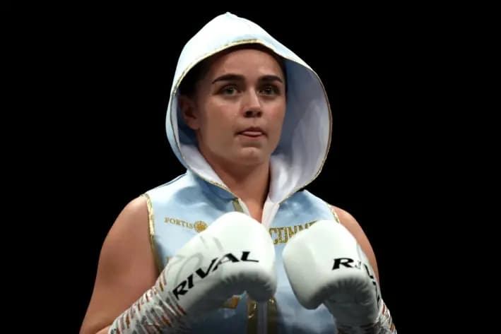 Georgia O'Connor en la pelea entre Shields y Marshall Boxxer, en Londres, Inglaterra, el 15 de octubre de 2022. (James Chance/Getty Images)