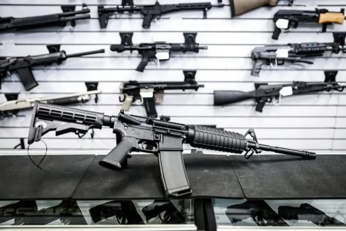 Un rifle semiautomático AR-15 en una armería de Richmond, Virginia, el 13 de enero de 2020. (Samira Bouaou/The Epoch Times)