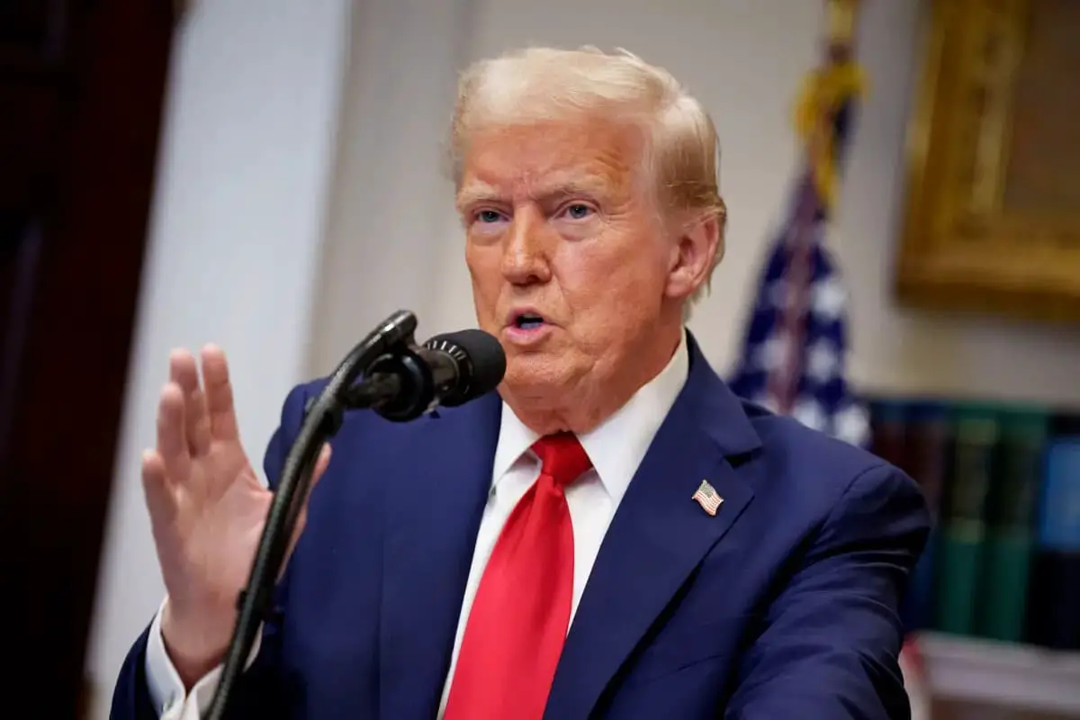 El presidente de los Estados Unidos, Donald Trump, habla durante una rueda de prensa en la Sala Roosevelt de la Casa Blanca, en Washington, el 21 de enero de 2025. (Andrew Harnik/Getty Images)