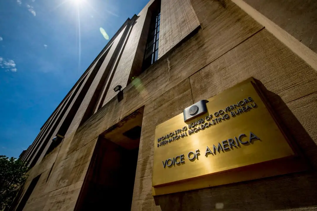 El edificio de Voice of America en Washington el 15 de junio de 2020. (Andrew Harnik/Foto de AP)