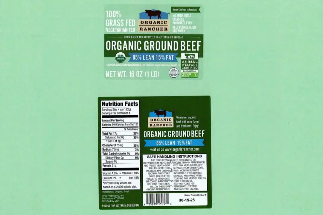 Imagen del producto de carne molida detectado como infectado con E. Coli. (Cortesía de la alerta de seguridad pública del 3 de junio del FSIS).