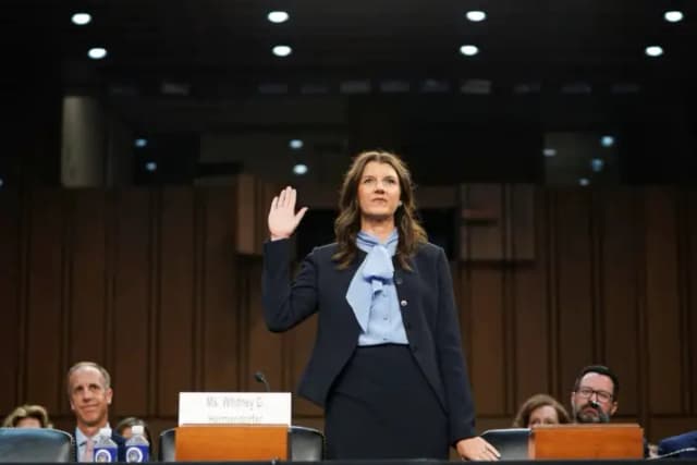 Whitney D. Hermandorfer comparece ante el Comité Judicial del Senado, en Washington, el 4 de junio de 2025. (Nathan Howard/Reuters)