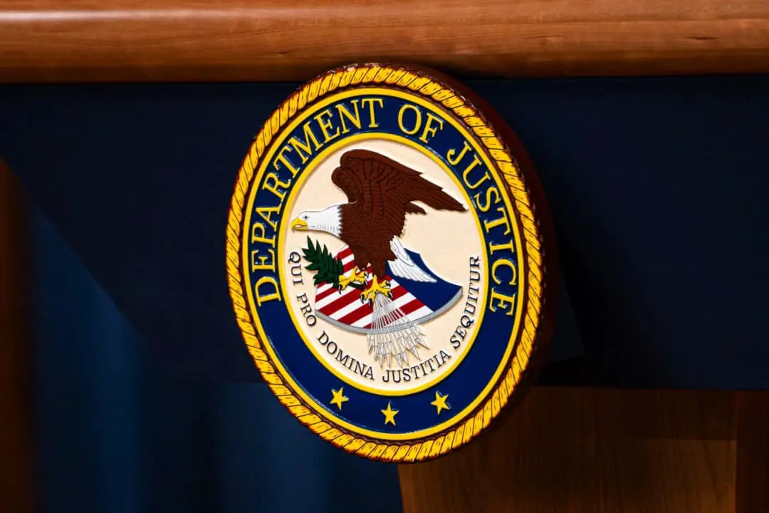 El Departamento de Justicia en Washington, el 12 de febrero de 2025. (Madalina Vasiliu/The Epoch Times)