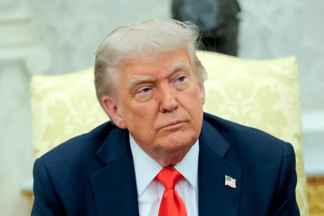 El presidente Donald Trump pronuncia unas palabras durante una reunión con el canciller alemán Friedrich Merz en el Despacho Oval de la Casa Blanca en Washington el 5 de junio de 2025. (Anna Moneymaker/Getty Images)