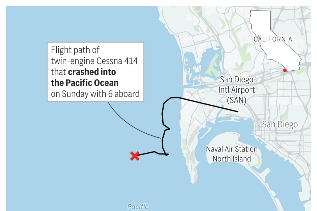 Una avioneta se estrelló en el Pacífico poco después de despegar del aeropuerto de San Diego el 8 de junio de 2025. (Gráfica de AP)
