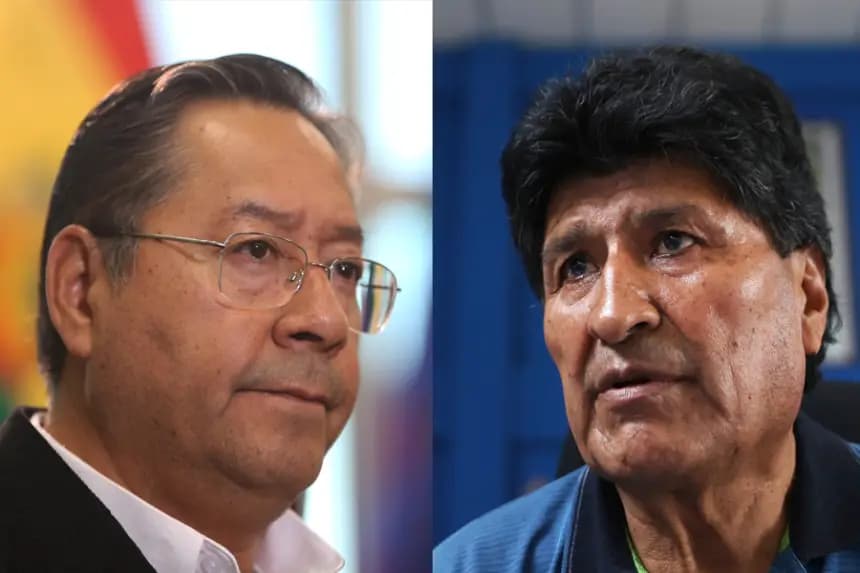 Combo de fotografías de archivo del presidente de Bolivia, Luis Arce (i), y el exmandatario de Bolivia Evo Morales (2006-2019). EFE/ Luis Gandarillas
