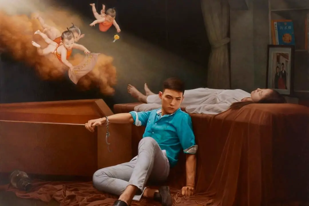 Lin Yu Hsuan, de Taiwán, ganó un premio al joven más destacado en la VI Competencia Internacional de Pintura Figurativa de NTD por su obra "Merciful Encouragement". Óleo sobre lienzo; 157.5 cm x 208.5 cm. (Competencia Internacional de Pintura Figurativa de NTD)