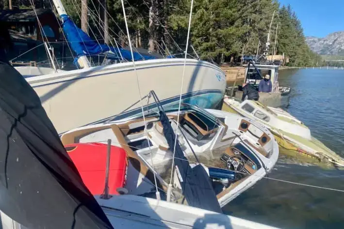 Los rescatistas encontraron el cuerpo de otra víctima que fue arrastrada por la borda el 21 de junio de 2025 durante una tormenta de viento inusual en el lago Tahoe. (Departamento de Pesca y Vida Silvestre de California)