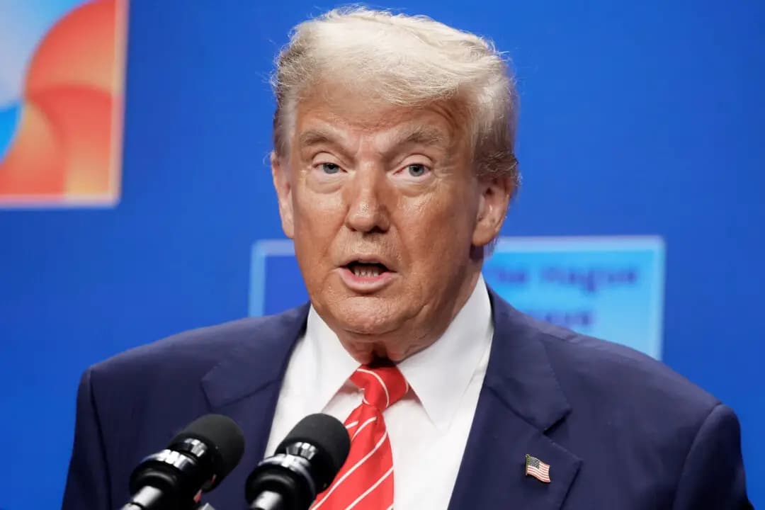 El presidente de los Estados Unidos, Donald Trump, habla durante una rueda de prensa tras la Cumbre de la OTAN de 2025 celebrada en La Haya, Países Bajos, el 25 de junio de 2025. (Omar Havana/Getty Images)
