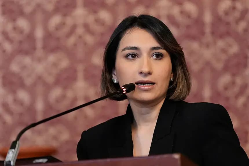 La Ministra de Relaciones Exteriores (canciller) de Colombia, Laura Sarabia, foto tomada el 27 de marzo de 2025 en Bogotá, Colombia. (Alex Brandon-Pool/Getty Images)