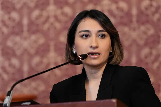 La Ministra de Relaciones Exteriores (canciller) de Colombia, Laura Sarabia, foto tomada el 27 de marzo de 2025 en Bogotá, Colombia. (Alex Brandon-Pool/Getty Images)