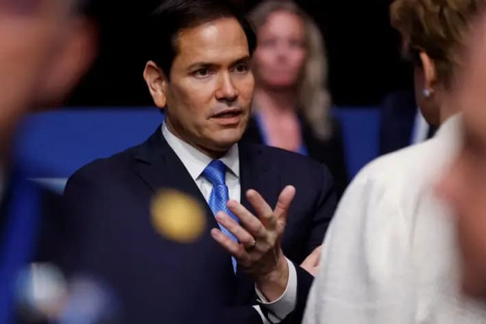El secretario de Estado Marco Rubio habla al inicio de una cumbre de líderes de la OTAN en La Haya, el 25 de junio de 2025. (Ludovic Marin/Vía Reuters)