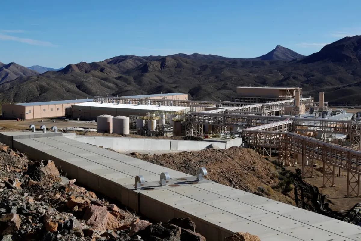 Vista de las instalaciones mineras de la mina de tierras raras de MP Materials en Mountain Pass, California, el 30 de enero de 2020. (Steve Marcus/Reuters)