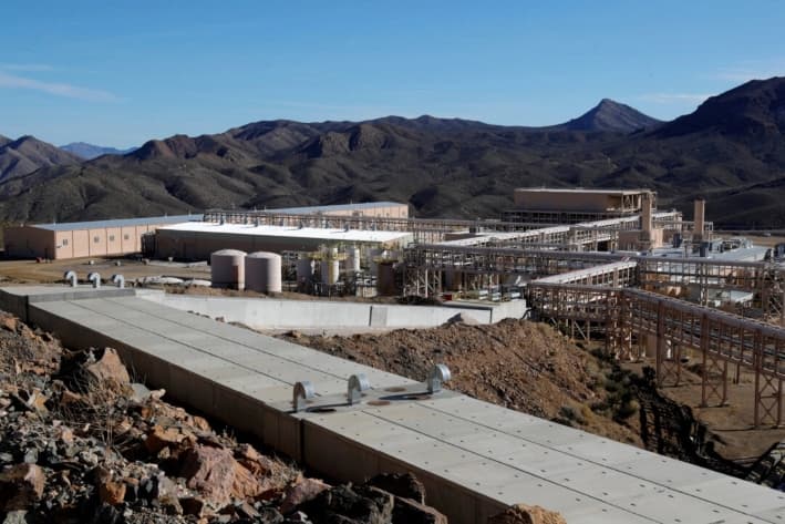 Instalaciones mineras en la mina de tierras raras de MP Materials, en Mountain Pass, California, el 30 de enero de 2020. (Steve Marcus/Reuters)