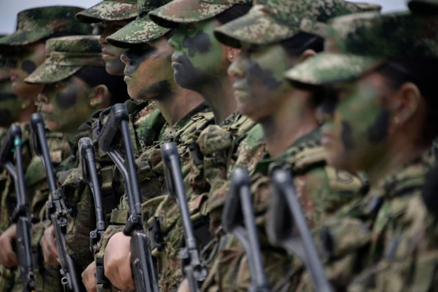 Soldados colombianos, en el departamento de Cundinamarca, Colombia, el 6 de febrero de 2019. (Guillermo Legaria/AFP/Getty Images)