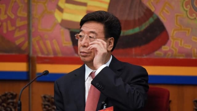 Wu Yingjie, jefe del Partido Comunista del Tíbet, asiste a una reunión del XIX Congreso del Partido Comunista en Beijing el 19 de octubre de 2017. (Etienne Oliveau/Getty Images)
