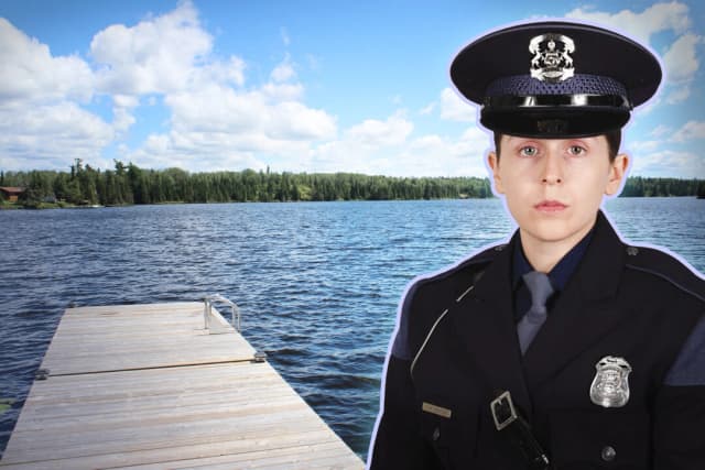 Agente Casey Deater de la Policía Estatal de Michigan. (Cortesía de la Policía Estatal de Michigan/ Shutterstock/ Melanie90210)
