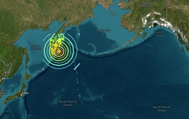 Un terremoto de magnitud 8.7 frente a la costa este de Rusia, el 30 de julio de 2025. (Captura de pantalla/USGS)