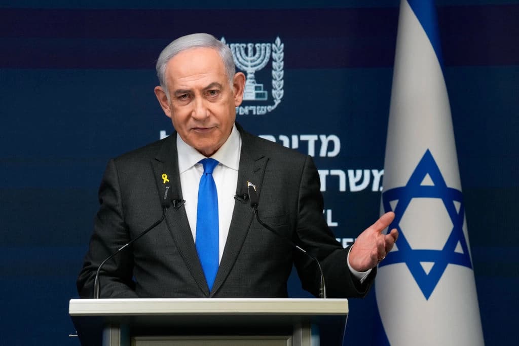 El primer ministro israelí, Benjamin Netanyahu, durante una rueda de prensa en Jerusalén el 2 de septiembre de 2024. (Ohad Zwigenberg/AFP a través de Getty Images)
