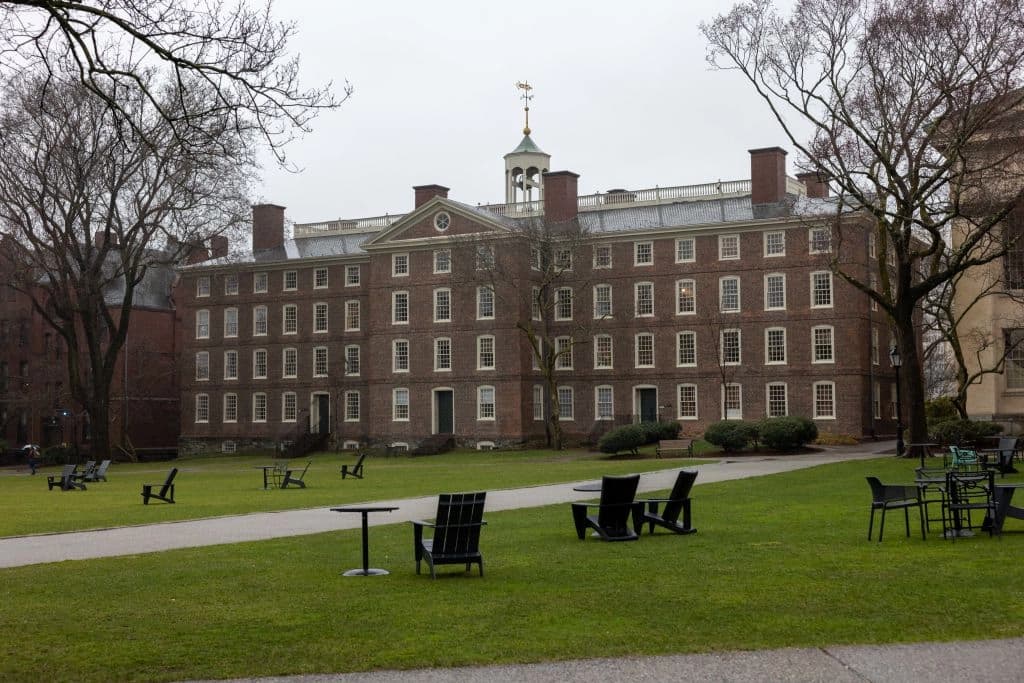 El Main Green de la Universidad Brown en Providence, Rhode Island, el 17 de marzo de 2025. (Scott Eisen/Getty Images)
