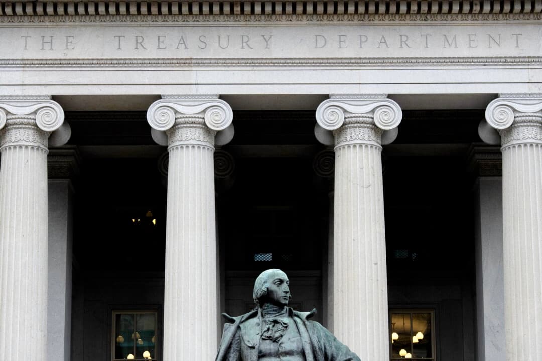 El edificio del Departamento del Tesoro en Washington el 13 de marzo de 2025. (Alex Brandon/AP)