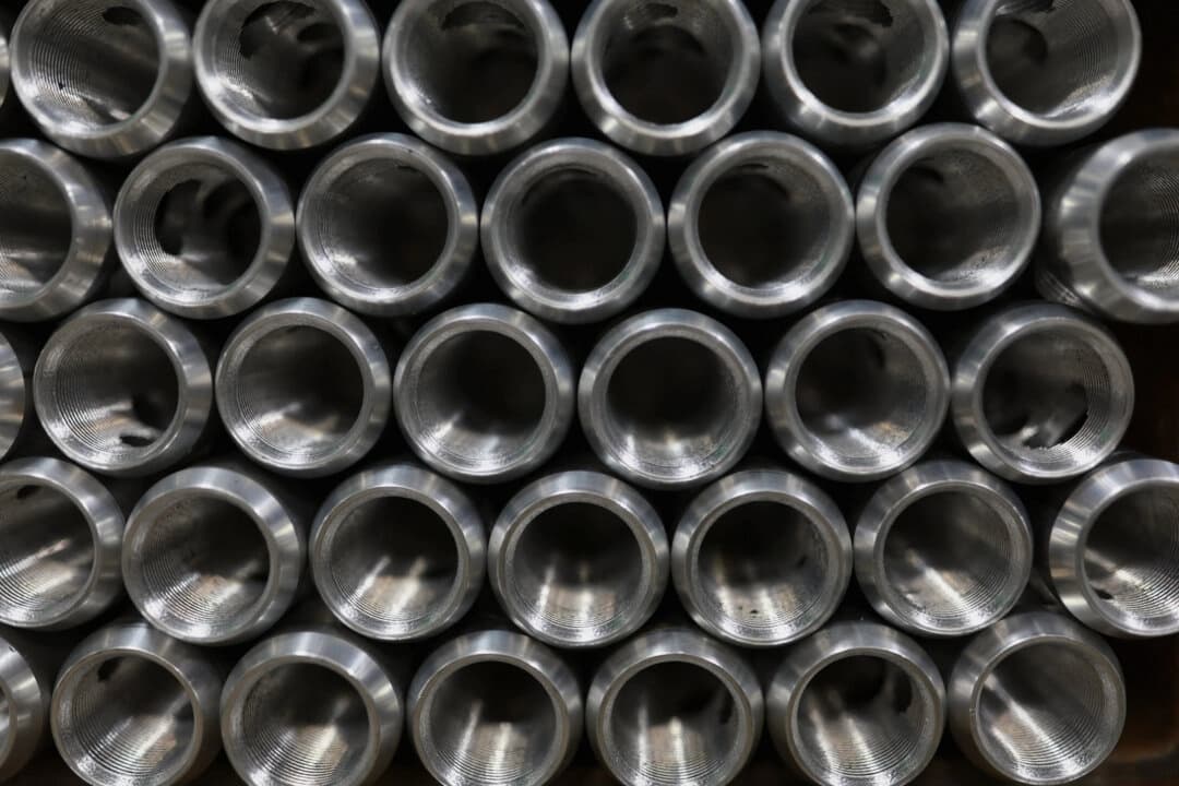 Piezas de aluminio fabricadas en una fábrica que exporta sus productos a Estados Unidos, en Ciudad Juárez, México, el 11 de febrero de 2025. (José Luis González/Reuters)
