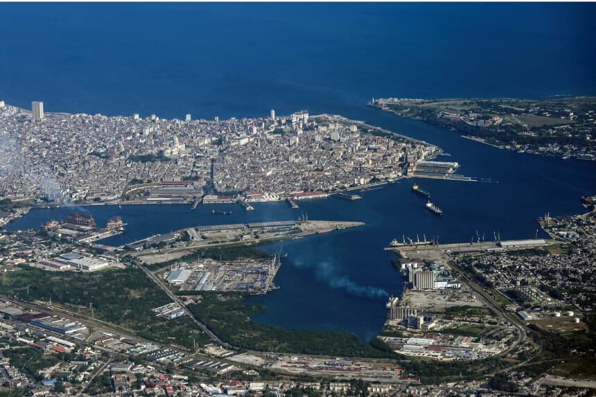 Aerial view of Havana taken from an airplane on April 3, 2025. (Photo by YAMIL LAGE / AFP) (Photo by YAMIL LAGE/AFP via Getty Images)