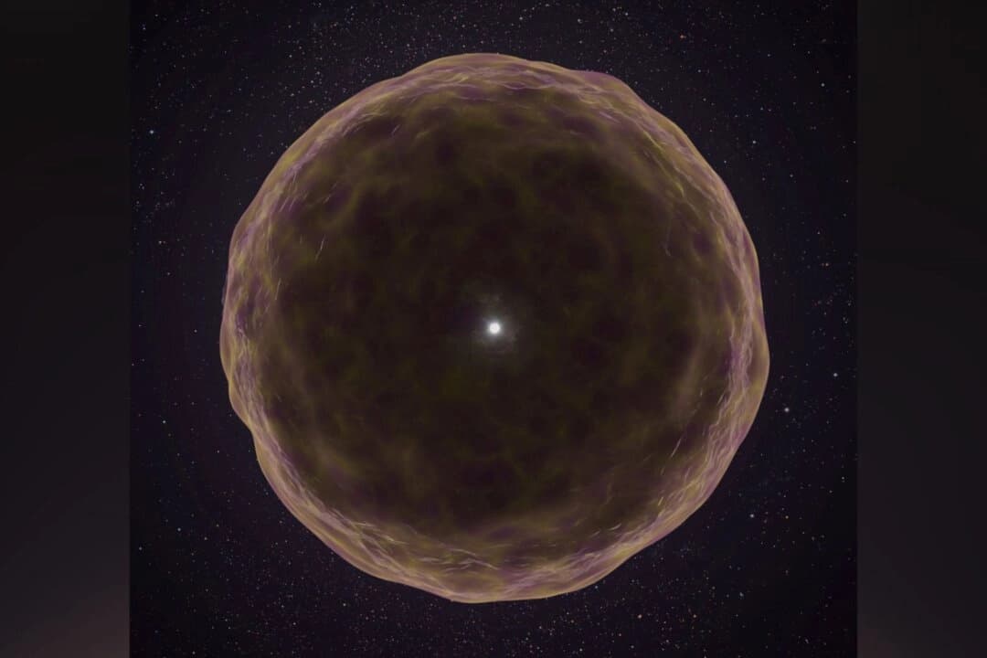 Una ilustración muestra el interior de una estrella en explosión. (Adam Makarenko/Observatorio W. M. Keck a través de AP).