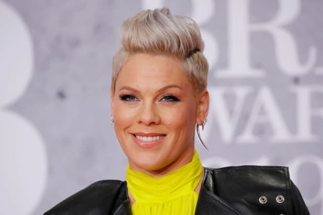 La cantante y compositora estadounidense Pink posa en la alfombra roja a su llegada a los premios BRIT Awards en Londres el 20 de febrero de 2019. (Tolga Akmen/AFP a través de Getty Images).