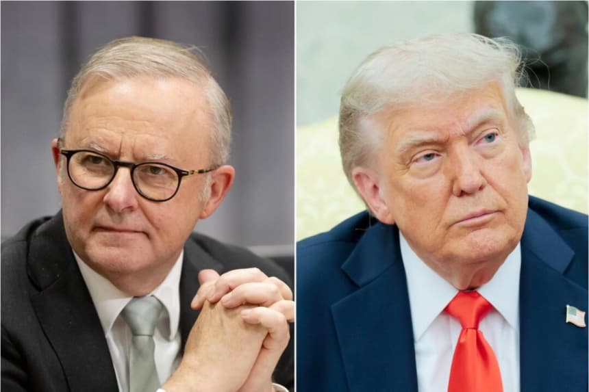 (De i a d) El primer ministro australiano, Anthony Albanese, y el presidente estadounidense, Donald Trump. Matt Jelonek/Getty Images, Anna Moneymaker/Getty Images