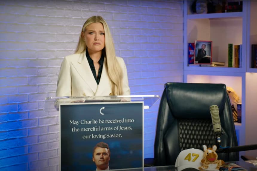 La viuda de Charlie Kirk, Erika, se dirige a los medios desde Arizona el 12 de septiembre de 2025. Cortesía de Turning Point USA/Captura de pantalla vía The Epoch Times.