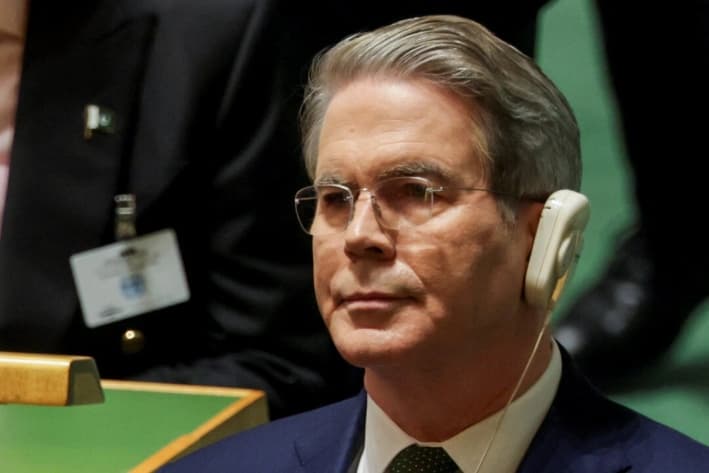 El secretario del Tesoro de Estados Unidos, Scott Bessent, asiste a la 80.° Asamblea General de la ONU, en la ciudad de Nueva York, el 23 de septiembre de 2025. (Reuters/Jeenah Moon)