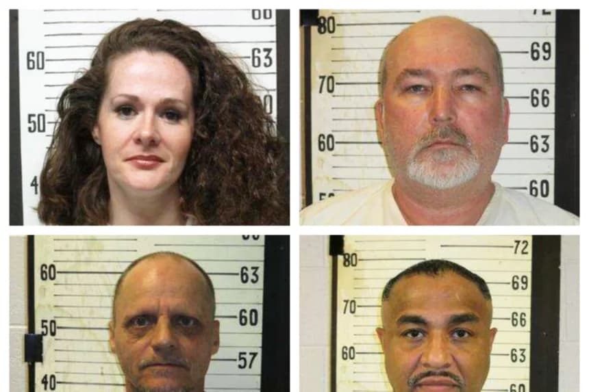 Esta foto sin fecha publicada por el Departamento de Corrección de Tennessee muestra a Christa Pike (arriba-izquierda), Gary Sutton (arriba-derecha), Tony Carruthers (abajo-derecha) y Anthony Darrell Hines. (Departamento de Corrección de Tennessee vía AP)
