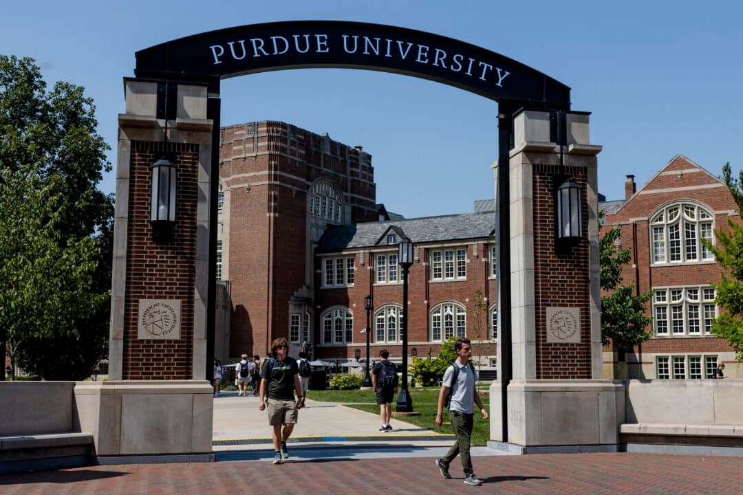 El campus de la Universidad de Purdue antes del partido de fútbol americano contra los Illinois Fighting Illini en West Lafayette, Indiana, el 30 de septiembre de 2023. (Michael Hickey/Getty Images)
